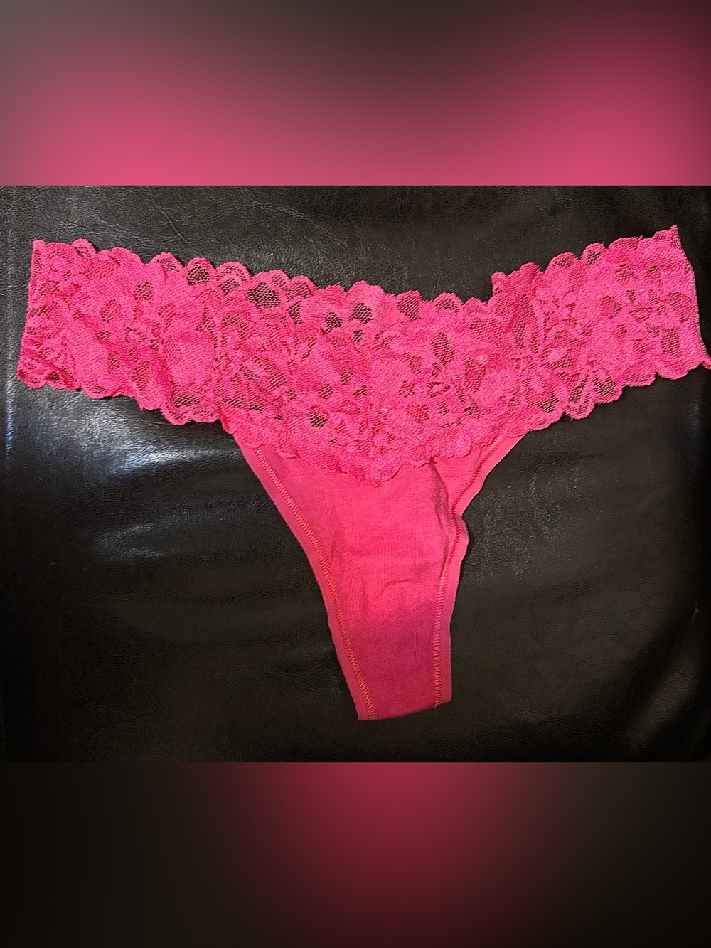 Victoria's Secret Hot Pink Lace Waistband Thong